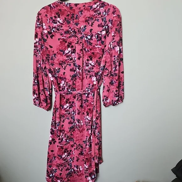 Torrid Romantic Floral Shirtdress Crepe de Chine Pink Floral Dress 0X - Picture 11 of 13